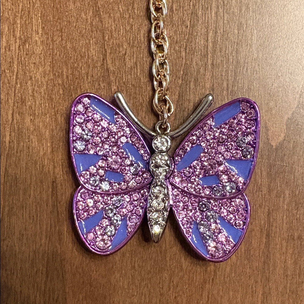 NWT Betsey Johnson Beautiful & Fun Purple Butterfly Y-Chain Necklace - Picture 4 of 14